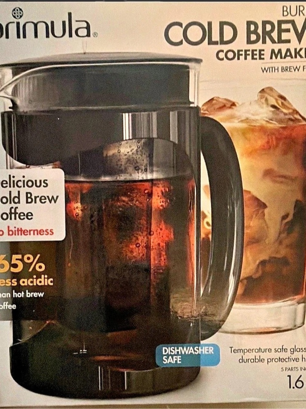 Primula Burke Cold Brew 1.6 Qt Coffee Maker Dishwasher Safe NWT